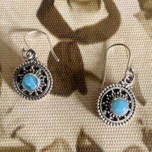 Dainty Sterling Silver Earrings , with Turquoise